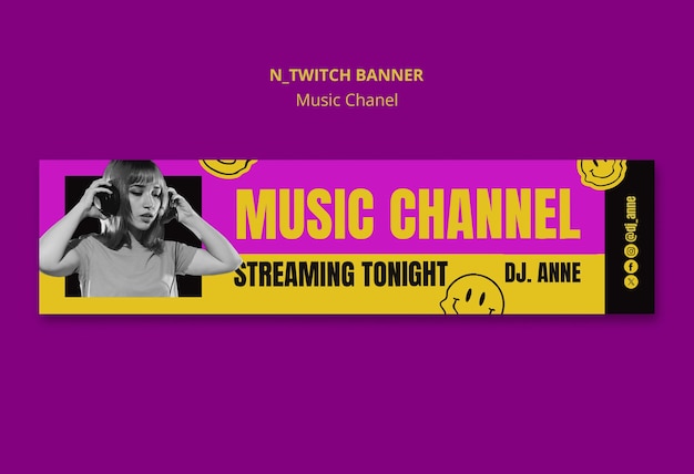 music channel twitch banner template