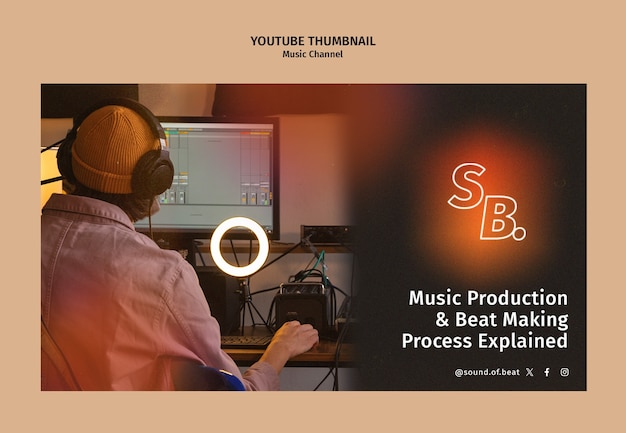 Free PSD music channel youtube thumbnail template