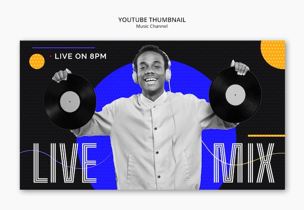 Free PSD music channel youtube thumbnail template