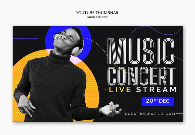 Free PSD music channel youtube thumbnail template