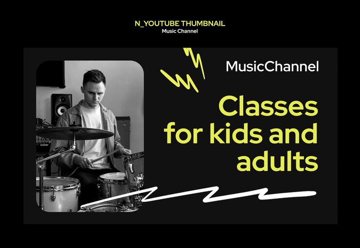 Free PSD music channel youtube thumbnail