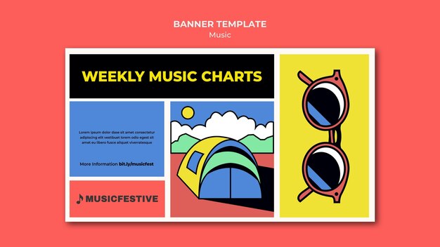 Music charts banner template
