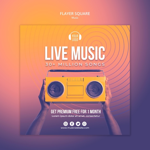 Music concept flyer square template