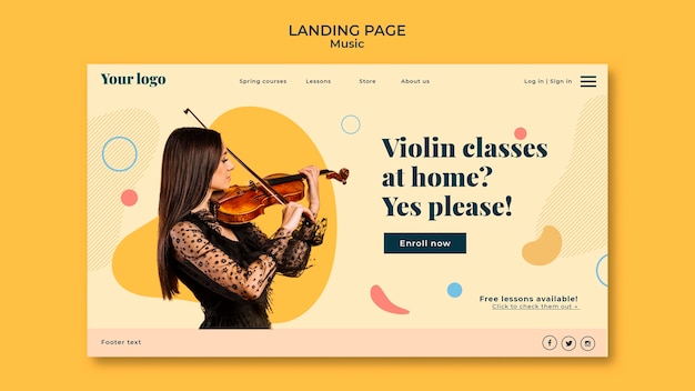 Free PSD music concept landing page template