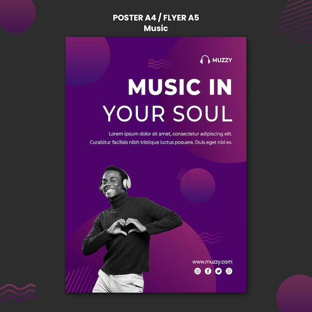 PSD gratuito modello di poster di concetto di musica