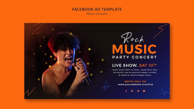 PSD gratuito modello facebook di concerto di musica