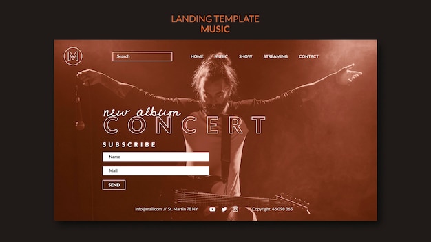 Free PSD music concert  landing page template