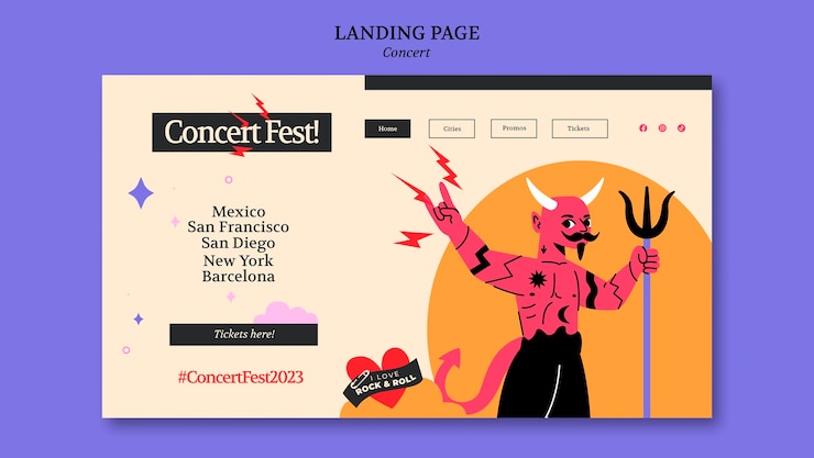 मुफ़्त PSD music concert landing page template