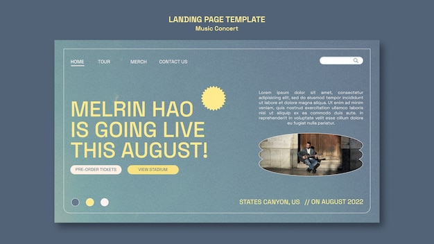 Music concert landing page