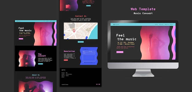 PSD gratuito modello web di concerto di musica
