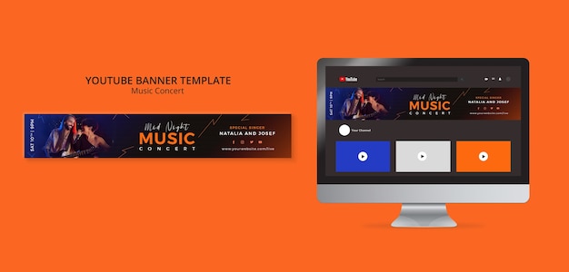 Music concert youtube banner template