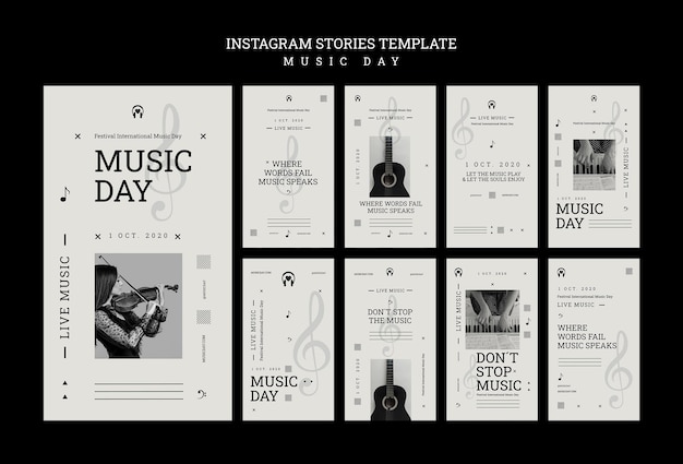 Free PSD music day instagram stories template