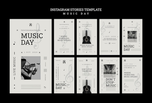 無料PSD 音楽の日instagramストーリーテンプレート