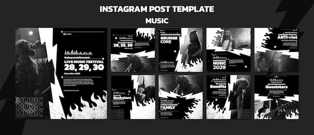 無料PSD 音楽エンターテイメントのインスタグラム投稿