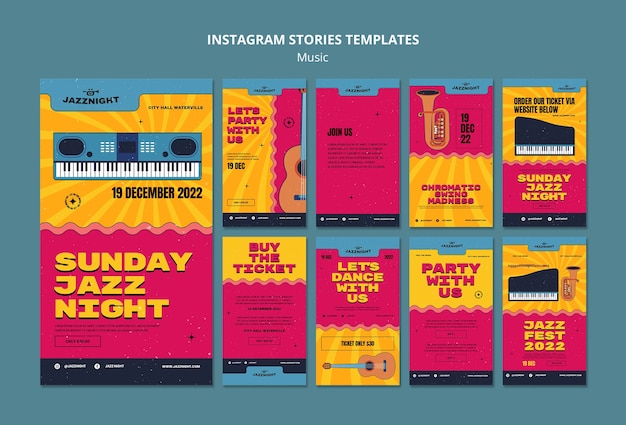 PSD gratuito storie di instagram di intrattenimento musicale