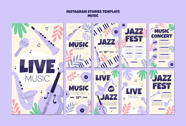 PSD gratuito storie di instagram di intrattenimento musicale