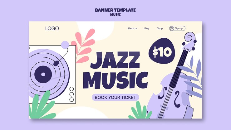 無料PSD 音楽エンターテイメントのランディング ページ