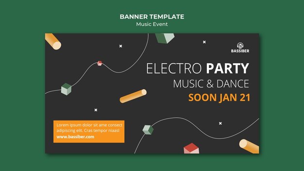 PSD gratuito modello di banner per eventi musicali