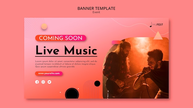 PSD gratuito modello di banner per eventi musicali