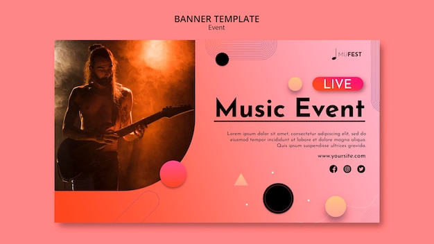 PSD gratuito modello di banner per eventi musicali