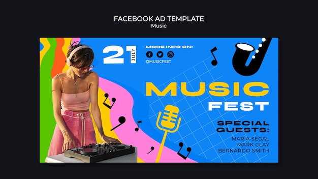 PSD gratuito modello facebook per eventi musicali