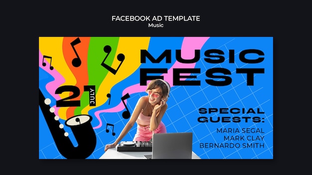 PSD gratuito modello facebook per eventi musicali