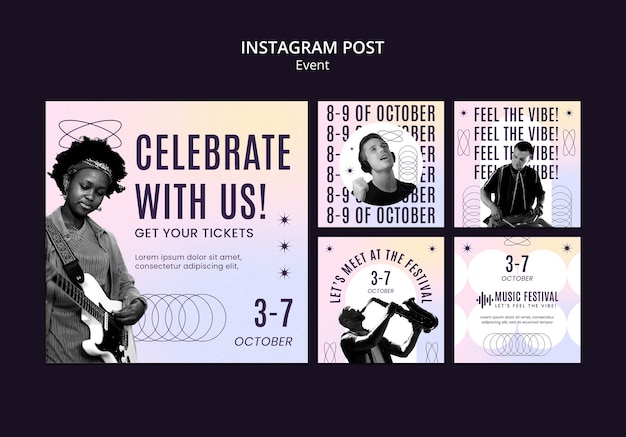 Post di instagram di eventi musicali