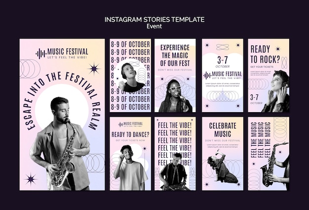 PSD gratuito modello di storie di instagram per eventi musicali