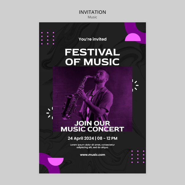 Modello di invito per eventi musicali