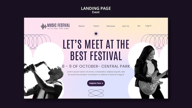 Free PSD music event  landing page template