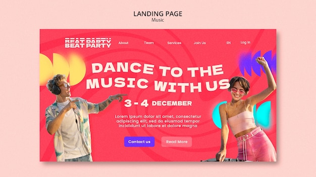 Free PSD music event landing page template
