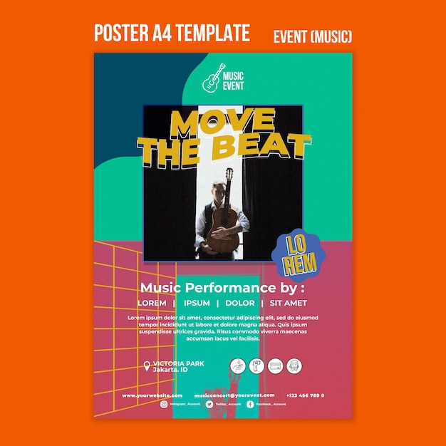 PSD gratuito modello di poster di eventi musicali