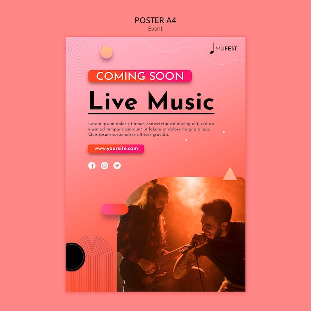 PSD gratuito modello di poster di eventi musicali