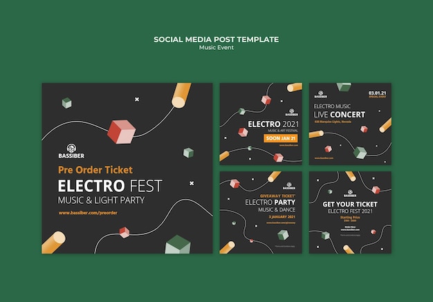 Free PSD music event social media posts