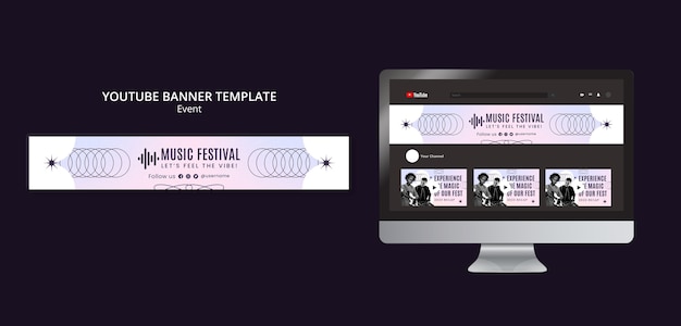 Free PSD music event youtube banner template