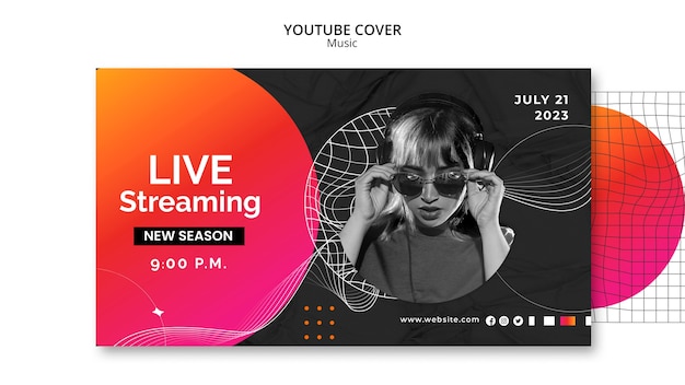 PSD gratuito modello di copertina di youtube per eventi musicali