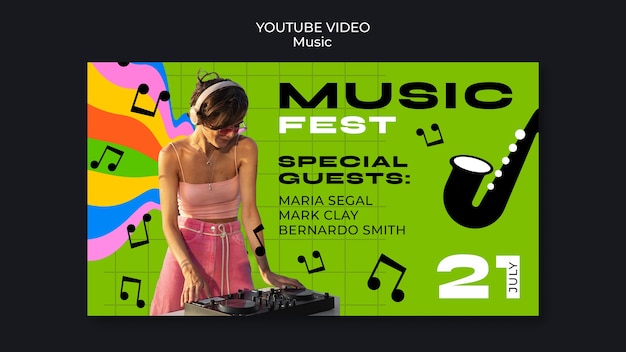 Music Event YouTube Video Template Free PSD Download