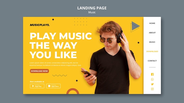 Free PSD music for everyone landing page