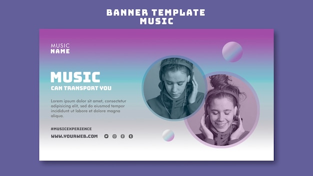 Бесплатный PSD Дизайн шаблона баннера музыкального опыта