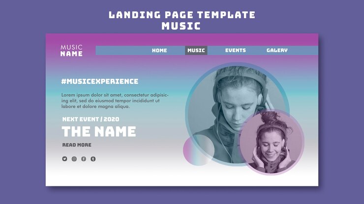 Free PSD music experience homepage template