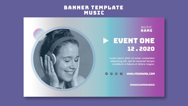Free PSD music experience horizontal banner template