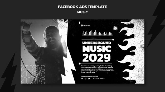 PSD gratuito modello di facebook per l'intrattenimento del festival musicale