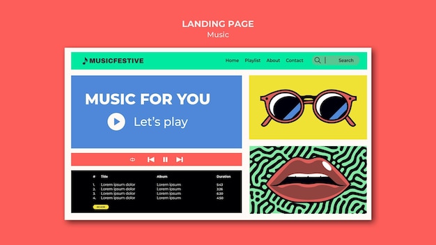 Free PSD music fest landing page template