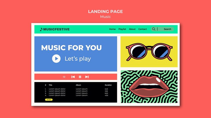 Free PSD music fest landing page template