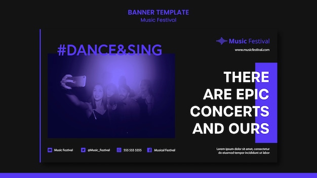 Free PSD music festival ad banner template