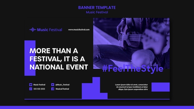 PSD gratuito banner di modello di annuncio del festival musicale