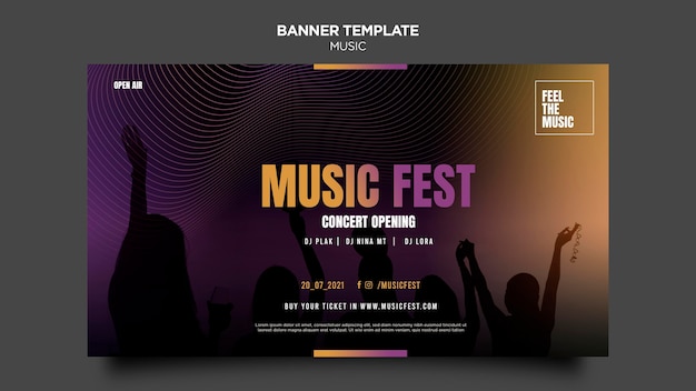 PSD gratuito modello di banner del festival musicale