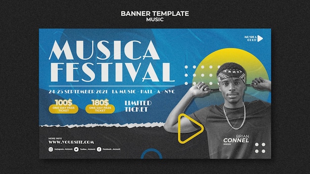 PSD gratuito modello di banner del festival musicale