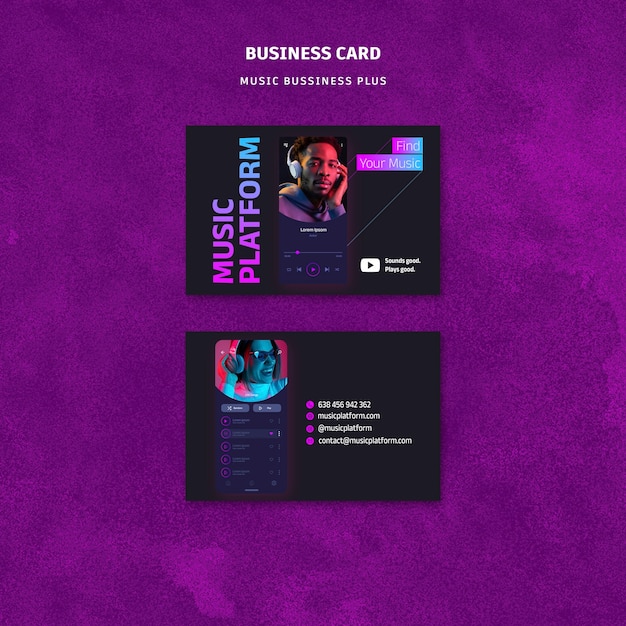 Free PSD music festival business card template