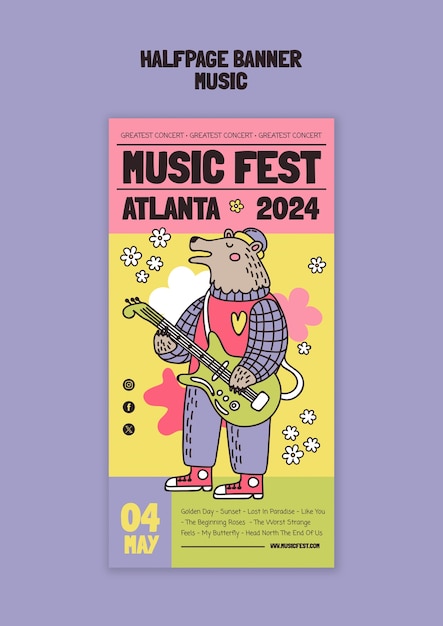 Free PSD music festival celebration template